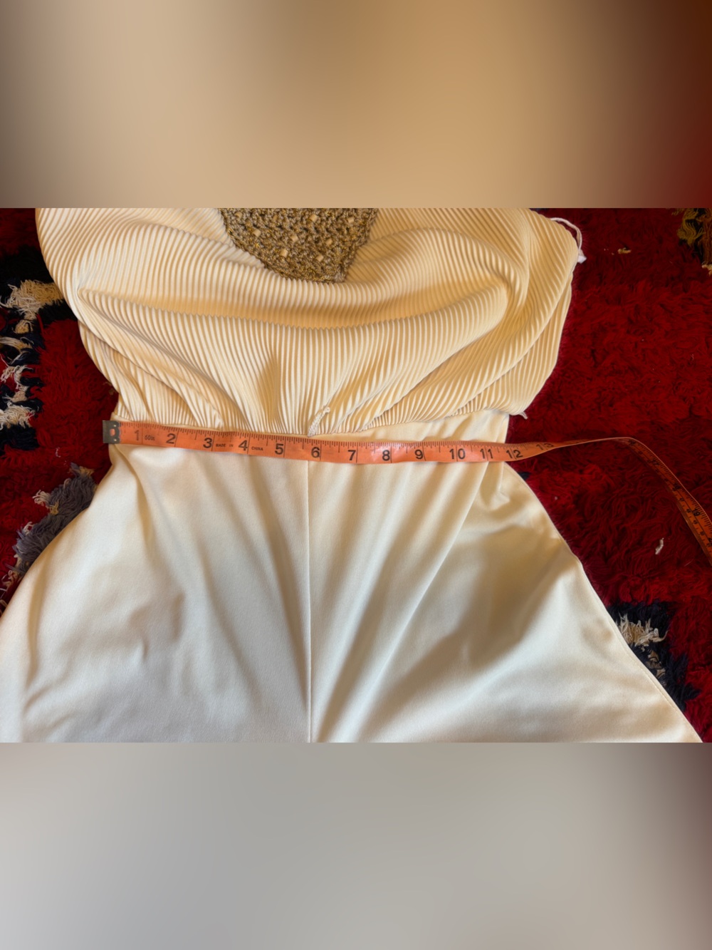 70s Vintage Cream Jumpsuit with Crochet Detailing Sz XS - Picture 7 of 11